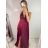 Šaty dlouhé elegantní s flitry na ramínka dámské (S/M ONE SIZE) ITALSKÁ MÓDA IMWD223775/UL S/M Černá