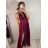 Šaty dlouhé elegantní s flitry na ramínka dámské (S/M ONE SIZE) ITALSKÁ MÓDA IMWD223775/UL S/M Černá