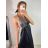 Šaty dlouhé elegantní s flitry na ramínka dámské (S/M ONE SIZE) ITALSKÁ MÓDA IMWD223775/UL S/M Černá