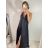 Šaty dlouhé elegantní s flitry na ramínka dámské (S/M ONE SIZE) ITALSKÁ MÓDA IMWD223775/UL S/M Černá