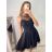 Šaty elegantní krátké bez rukávu společenské dámské (S/M ONE SIZE) ITALSKÁ MÓDA IMM22Q52233/ULsv. modrá