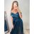 Šaty carmen dlouhé na ramínka elegantní saténové dámské (S/M ONE SIZE) ITALSKÁ MÓDA IMPBB22B22735/DR bílá