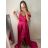 Šaty carmen dlouhé na ramínka elegantní saténové dámské (S/M ONE SIZE) ITALSKÁ MÓDA IMPBB22B22735/DR bílá