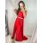 Šaty dlhé elegantné saténové na ramienka dámske (S/M ONE SIZE) TALIANSKA MÓDA IMM2222611LS/DR biela