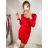 Šaty elegantné spoločenské dlhý rukáv dámske (S-XL) TALIANSKA MÓDA IMWGS223996/DU červená M