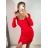 Šaty elegantné spoločenské dlhý rukáv dámske (S-XL) TALIANSKA MÓDA IMWGS223996/DU červená M