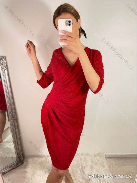 Šaty elegantní třpytivé dlouhý rukáv dámské (S/M ONE SIZE) ITALSKá MóDA IMM22HG284