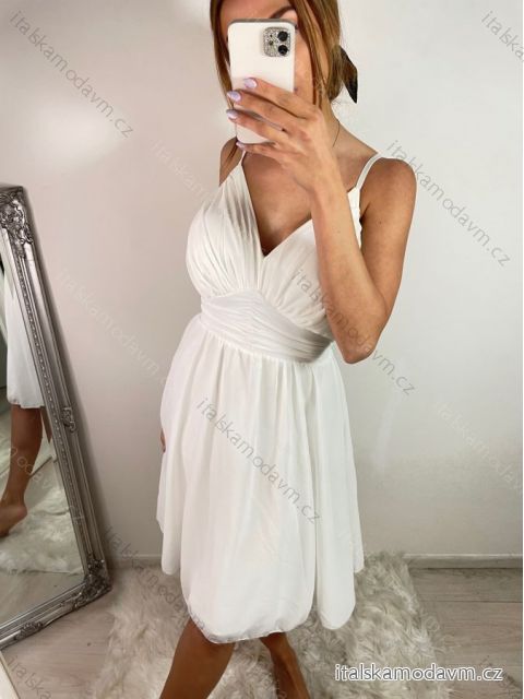 Šaty šifónové elegantné krátke na ramienka dámske (S/M ONE SIZE) TALIANSKA MóDA IM922BONA/DR kráľovská modrá