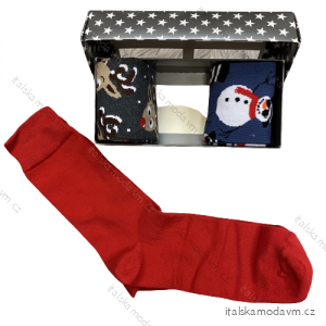 Ponožky Vianočné veselé sob Rudy slabé pánske darčekové balenie (42-46) POĽSKÁ MODA DPP20020C