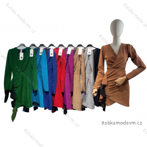 Šaty elegantné trblietavé dlhý rukáv dámske (S/M ONE SIZE) TALIANSKA MóDA IMM22HG4116