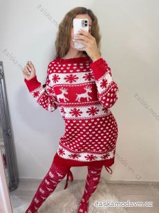 Šaty pletené/sveter predĺžený dlhý rukáv dámsky vianočný (S/M ONE SIZE) TALIANSKA MÓDA IMM22vn20286/DR