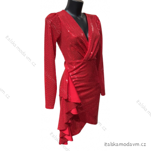 Šaty elegantné trblietavé dlhý rukáv dámske (S/M ONE SIZE) TALIANSKA MóDA IMM22EL4116