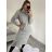 Šaty dlhé pletené s rolákom dlhý rukáv dámske (S/M ONE SIZE) TALIANSKA MÓDA IMWB22341/DR šedá svetlá S/M