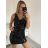 Šaty elegantné trblietavé s flitrami bez rukávov dámske (S/M ONE SIZE) TALIANSKA MóDA IMM22ls21417/DU