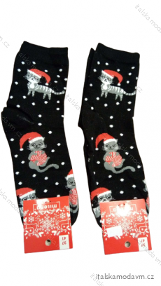 Ponožky veselé slabé dámske vianočné mačka (37-41) POLSKÁ MÓDA DPP221283