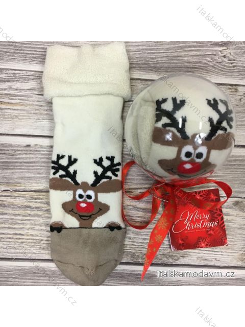 Ponožky Vánoční veselé dárkové balení v kouli teplé termo dámské (36-40) POLSKÁ MODA DPP22071A