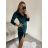 Šaty elegantné zamatové dlhý rukáv dámske (S/M ONE SIZE) TALIANSKA MÓDA IMWKK224073/DR