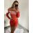 Šaty vianočné zamatové dlhý rukáv dámske (S/M ONE SIZE) TALIANSKA MÓDA IMWE223976/DR S/M červená