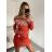 Šaty vianočné zamatové dlhý rukáv dámske (S/M ONE SIZE) TALIANSKA MÓDA IMWE223976/DR S/M červená