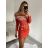 Šaty vianočné zamatové dlhý rukáv dámske (S/M ONE SIZE) TALIANSKA MÓDA IMWE223976/DR S/M červená