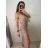 Šaty elegantné spoločenské dlhé na ramienka trblietavé dámske (S/M ONE SIZE) TALIANSKA MóDA IMM2255333/DU S/M ružová