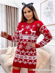 Šaty pletené vianočný dlhý rukáv dámske (S/M ONE SIZE) TALIANSKA MÓDA IMWK223733/DU