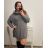 Svetr/Šaty dlouhý pletený s rolákem dlouhý rukáv dámský nadrozměr (3XL/4XL ONE SIZE) ITALSKÁ MÓDA IM4222773