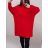 Svetr/Šaty dlouhý pletený s rolákem dlouhý rukáv dámský nadrozměr (3XL/4XL ONE SIZE) ITALSKÁ MÓDA IM4222773/DU Černá 3XL/4XL
