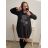 Šaty flaušové s goliérem dlouhý rukáv dámské nadrozměr (2XL/3XL/4XL ONE SIZE) ITALSKá MóDA IM422CHMYRI