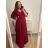 Šaty elegantní dlouhé krátký rukáv dámské nadrozměr (XL/2XL ONE SIZE) ITALSKÁ MÓDA IMPSH2280302/DU tm. modrá