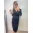 Šaty elegantní sametové dlouhý rukáv dámské (S/M ONE SIZE) ITALSKÁ MÓDA IMWDD224028