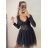 Body krajkové dlouhý rukáv dámské (S/M ONE SIZE) ITALSKÁ MÓDA IMWE224055/DU Černá S/M