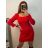 Šaty elegantné úpletové dlhý rukáv dámske (S/M ONE SIZE) TALIANSKA MÓDA IMPBB22Y22966/DU S/M červená