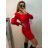 Šaty elegantné úpletové dlhý rukáv dámske (S/M ONE SIZE) TALIANSKA MÓDA IMPBB22Y22966/DU S/M červená