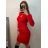 Šaty úpletové elegantní dlouhý rukáv dámské (S/M ONE SIZE) ITALSKÁ MÓDA IMPBB22Y23009