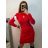 Šaty úpletové elegantní dlouhý rukáv dámské (S/M ONE SIZE) ITALSKÁ MÓDA IMPBB22Y23009/DU S/M smetanová