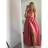 Šaty dlhé saténové na ramienka dámske Elisabet (XS/S/M/L ONE SIZE) TALIANSKA MÓDA IMM22360 biela