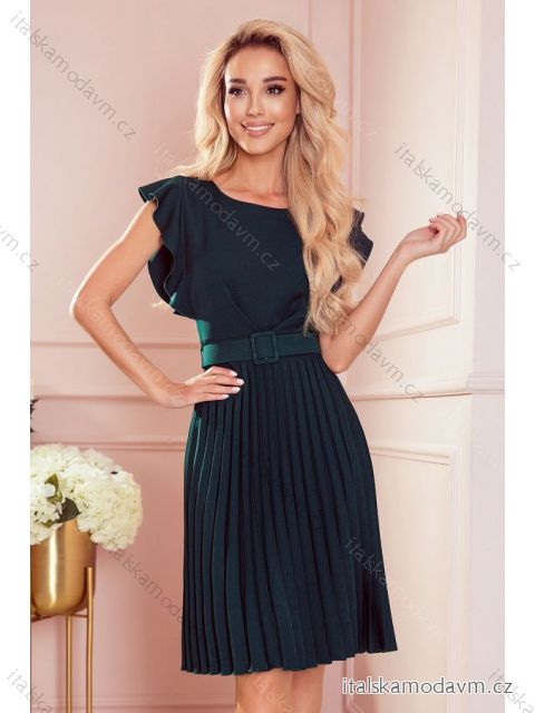 396-3 LAYLA Skladané šaty s opaskom - zelené