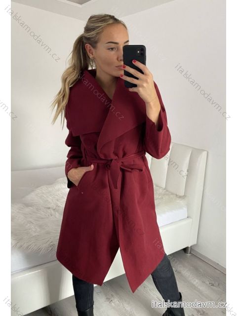 Kabát flaušový dlouhý dámský (S/M/L ONE SIZE) ITALSKÁ MÓDA IMM22SL5079A bordó