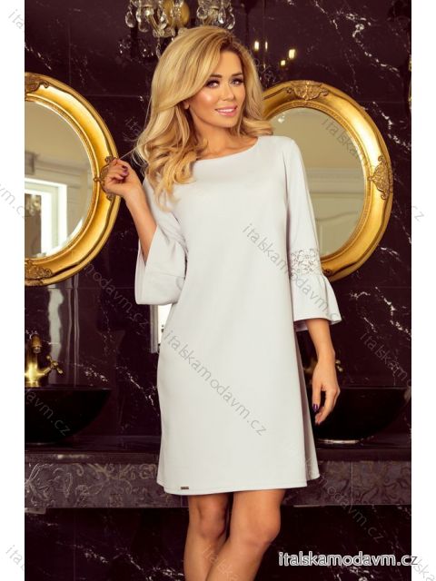 190-2 MARGARET šaty s čipkou na rukávoch - svetlo šedá
 NMC-190-2