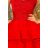 200-4 CHARLOTTE - Exkluzívne šaty s čipkovým výstrihom - ČERVENÉ
