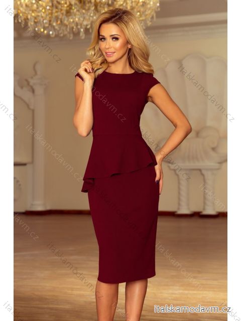192-6 Elegantné midi šaty s límcom - bordová farba
 NMC-192-6