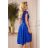 300-3 PATRICIA - šaty s dlhším chrbtom s čipkovým výstrihom - ROYAL BLUE
