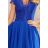 300-3 PATRICIA - šaty s dlhším chrbtom s čipkovým výstrihom - ROYAL BLUE
