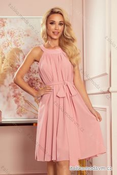 350-2 ALIZEE - šifónové šaty s viazaním - púdrovo ružové