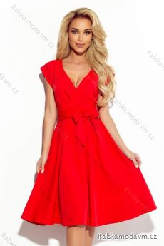 348-4 SCARLETT - rozšírené šaty s výstrihom - červené