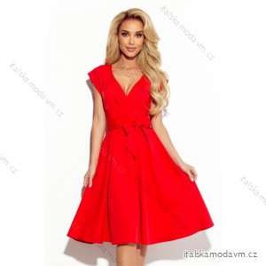 348-4 SCARLETT - rozšírené šaty s výstrihom - červené
