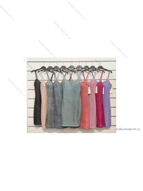 Šaty třpytivé na ramínka dámské (S/M ONE SIZE) ITALSKÁ MÓDA IMPSH2313382
