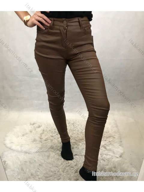 Kalhoty koženkové dlouhé dámské (XS-XL) GOURD MA620GD6391-14/DU S hnědá