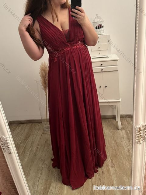 Šaty plesové elegantné spoločenské bez rukávu dámske nadrozmer (L/XL/2XL ONE SIZE) TALIANSKA MÓDA IMM2360029/DU XL/2XL červená tmavá